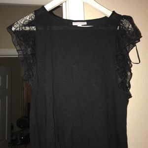 Black blouse with lace sleeves